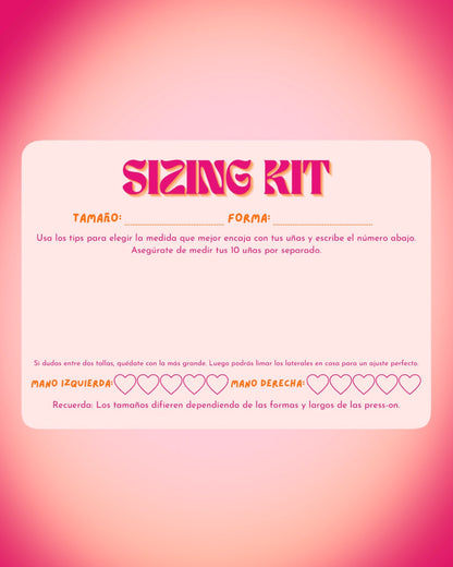 sizing kit para medición exacta de uñas desde casa modelo vacío delantero