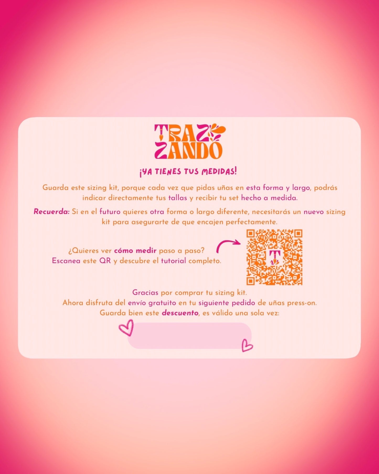 sizing kit para medición exacta de uñas desde casa modelo vacío trasero