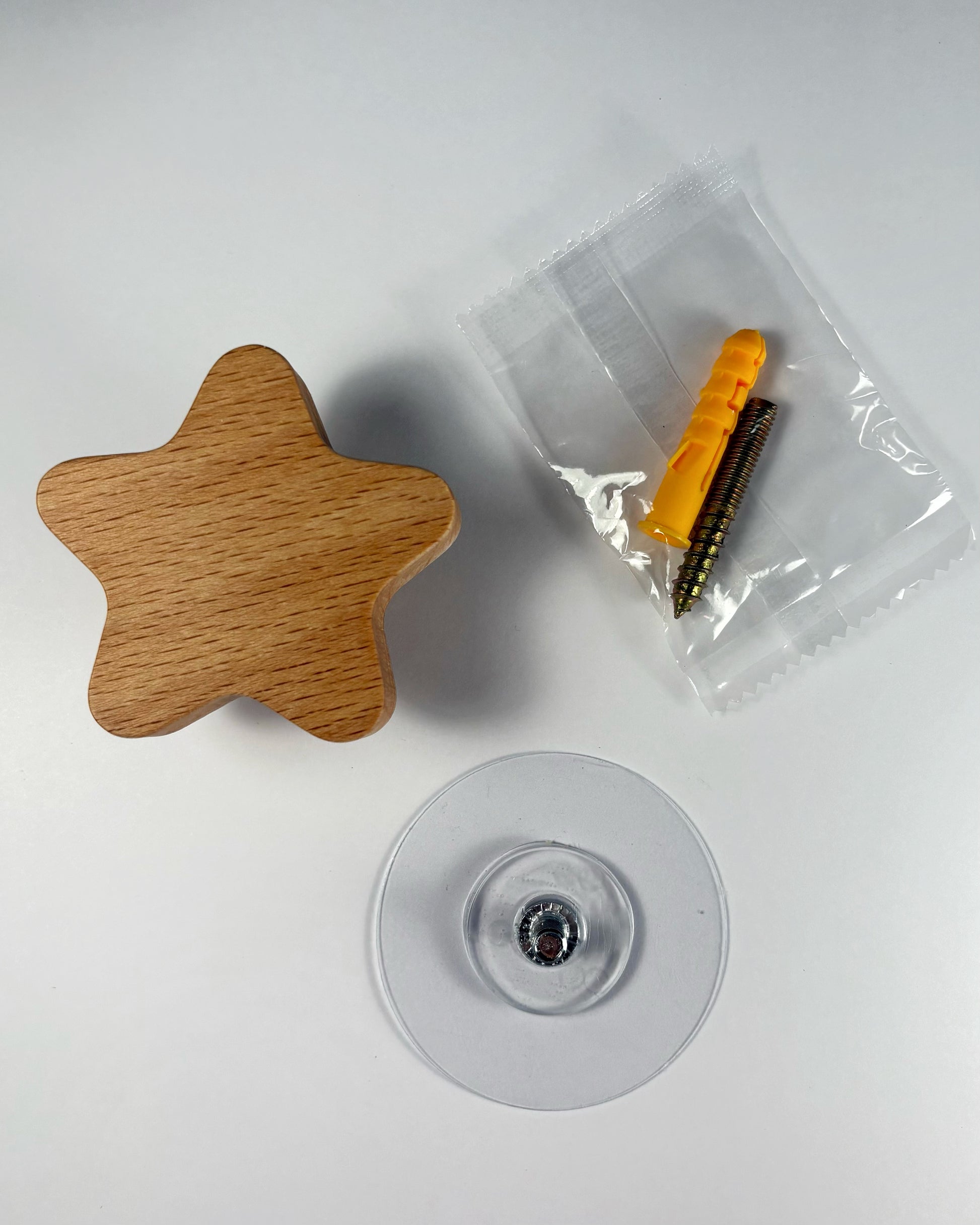 gancho madera con taco tornillo y adhesivo pared 