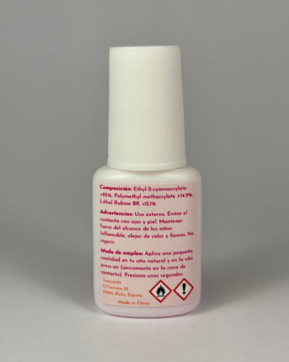 etiqueta trasera pegamento uñas