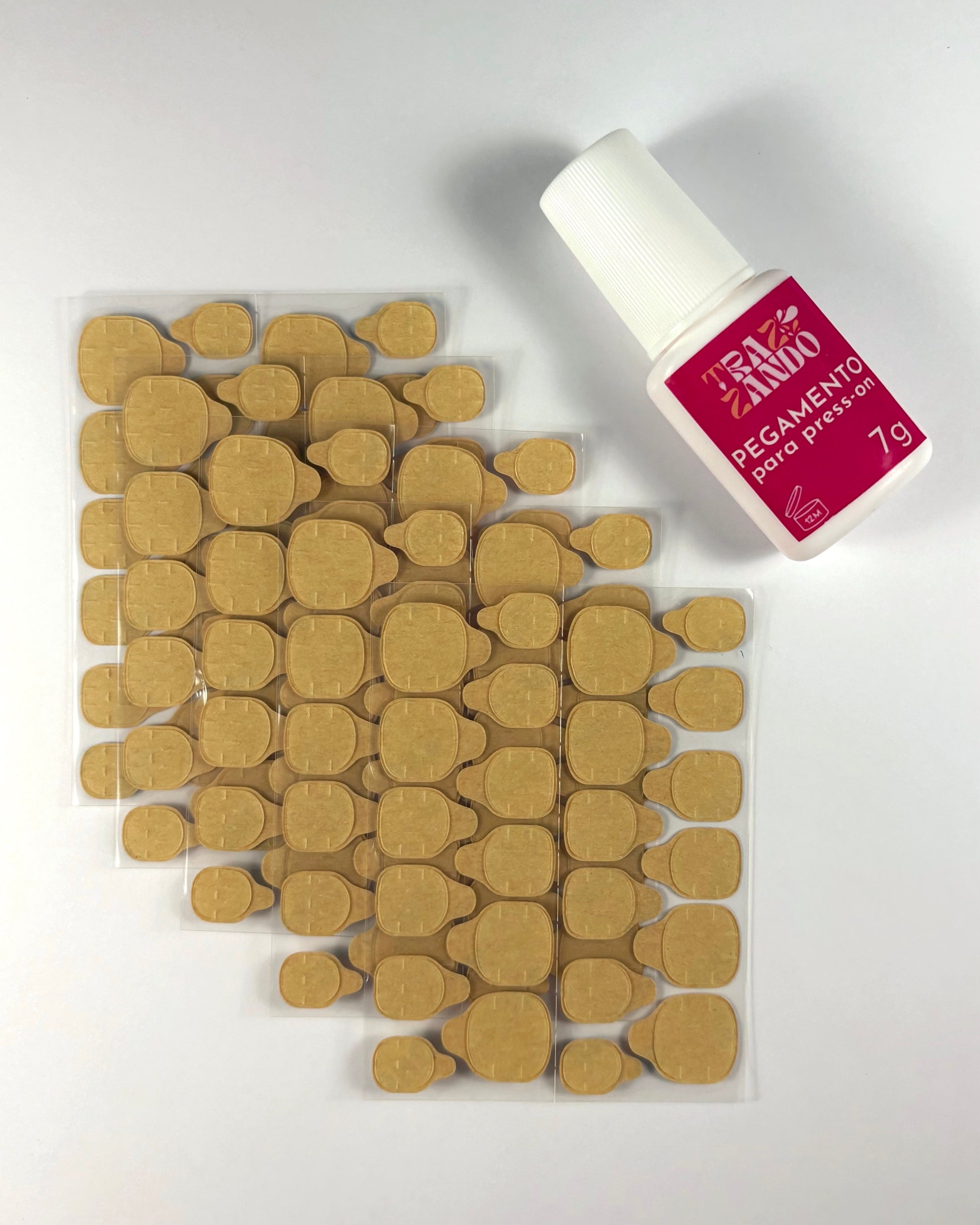 5 hojas pegatinas pads uñas y pegamento 