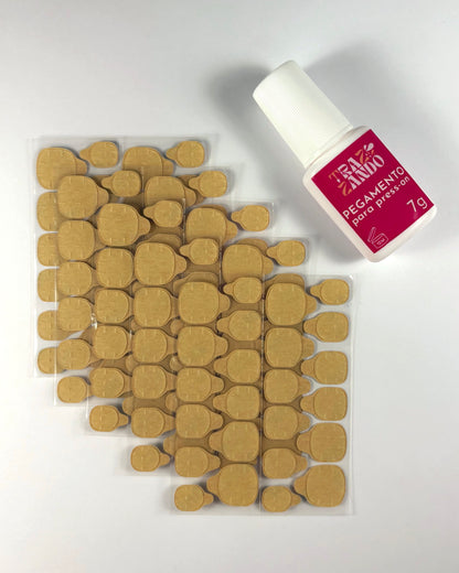 5 hojas pegatinas pads uñas y pegamento 