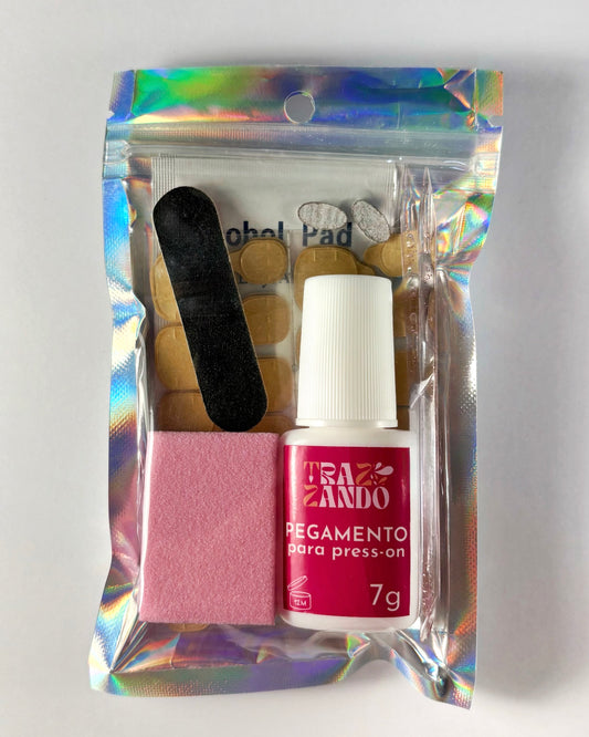 kit completo recambio pegamento pegatinas lima bloque pulidor palitos cutículas naranjo adhesivo 