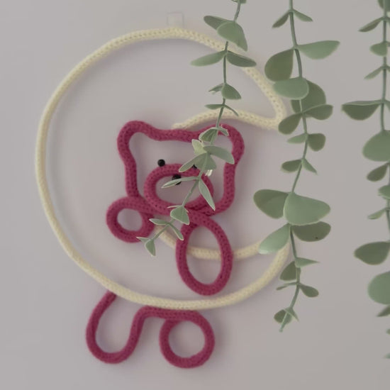 video de presentación decoración de lana osito con luna y nombre personalizado