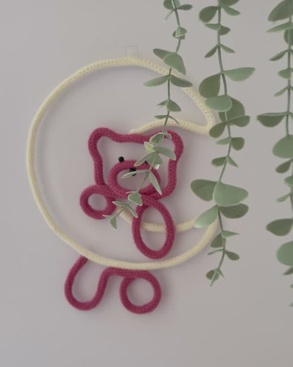 video de presentación decoración de lana osito con luna y nombre personalizado